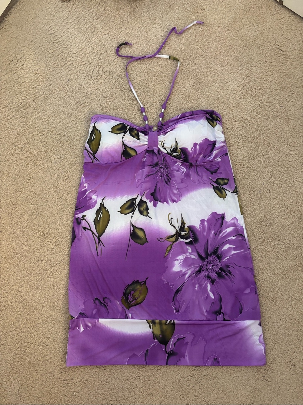 Y2K Strapless Purple Floral Women’s Dress